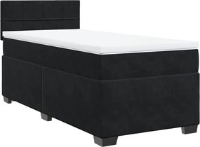 vidaXL Κρεβάτι Boxspring με Στρώμα Μαύρο 90x190 εκ. Βελούδινο