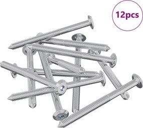 vidaXL Βίδες επίπλων 12 pcs Ασημί M6 x 70 χιλ. Ατσάλι