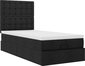 vidaXL Οθωμανικό κρεβάτι με στρώμα &amp; LEDs Μαύρο 80x200cm ύφασμα