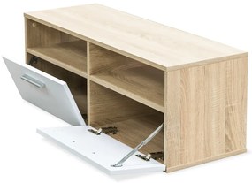 vidaXL Έπιπλο Τηλεόρασης Δρυς / Λευκό 95 x 35 x 36 εκ. από Επεξ. Ξύλο