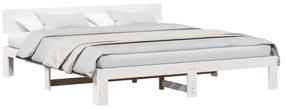 vidaXL Κρεβάτι με κεφαλάρι Λευκό 200x200 εκ Μασίφ Ξύλο Πεύκου