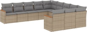 vidaXL Patio Sofa Set 11-θέσια Beige and Grey