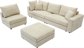 Πολυμορφικός καναπές Navaro pakoworld ύφασμα μπεζ 281x256x85εκ