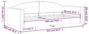 Καναπές Κρεβάτι Χωρίς Στρώμα Σκούρο Γκρι 90x190 εκ. Βελούδινο 354150