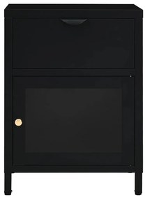 vidaXL Κομοδίνα 2 τεμ. Μαύρα 40 x 30 x 54,5 εκ. από Ατσάλι / Γυαλί