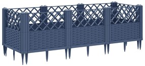vidaXL Ζαρντινιέρα με Πασσάλους Μπλε Γκρι 123,5x43,5x43,5εκ. Πολυπροπυλένιο