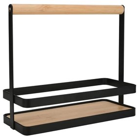 Βάση Οργάνωσης Κουζίνας Bamboo Essentials 01-28343 Με Χερούλι 24x10,5x21,3cm Black-Natural Estia Ξύλο,Μέταλλο