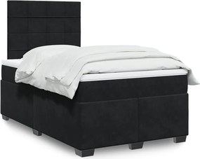 vidaXL Κρεβάτι Boxspring με Στρώμα Μαύρο 120 x 200 εκ. Βελούδινο