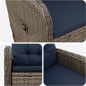 vidaXL Ανακλινόμενη καρέκλα κήπου Γκρι και Navy Blue