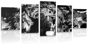 Εικόνα 5 τμημάτων κεφάλι λιονταριού σε μαύρο & άσπρο - 200x100