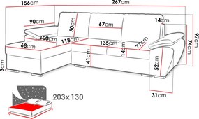 Γωνιακός καναπές Enzo - 267.00Χ156.00Χ97.00cm