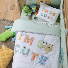 Κουβερλί Βρεφικό Alphabet Monster Pistachio Nef-Nef Homeware 110x140cm Cotton-Polyester