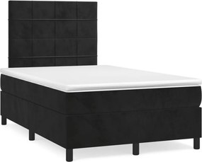 vidaXL Κρεβάτι Boxspring με Στρώμα Μαύρο 120x190 εκ. Βελούδινο