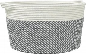 vidaXL Καλάθι Αποθήκευσης Γκρι και Λευκό Ø40 x 25 εκ. Βαμβακερό