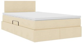 vidaXL LED Κρεβάτι αποθήκευσης με στρώμα Κρέμ 120 x 200 cm Ύφασμα