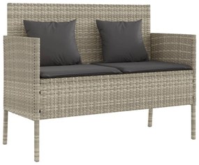 vidaXL Πάγκος Κήπου Ανοιχτό Γκρι από Συνθετικό Ρατάν με Μαξιλάρια