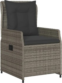 vidaXL Σετ Τραπεζαρίας Κήπου 3 τεμ. Γκρι Συνθ. Ρατάν με Μαξιλάρια