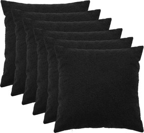 vidaXL Κάλυμμα Μαξιλαριού 6 pcs HEERLEN Μαύρο 80 x 80 cm Μπουκλέ