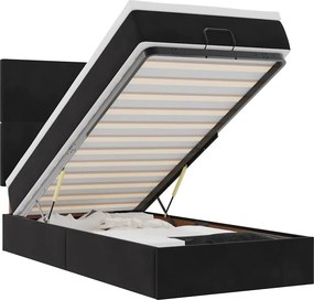 vidaXL Οθωμανικό κρεβάτι με στρώματα Μαύρο 80x200cm Velvet