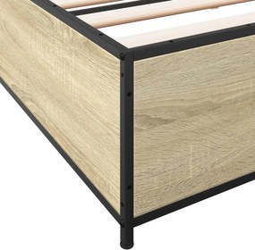 vidaXL Πλαίσιο Κρεβατιού Sonoma Δρυς 200x200 εκ. Επεξ. Ξύλο &amp; Μέταλλο