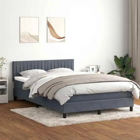 Κρεβάτι Boxspring με Στρώμα Σκούρο Γκρι 160x210 εκ. Βελούδινο