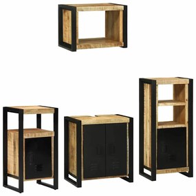 vidaXL Σετ Επίπλων Μπάνιου με ράφι 4 pcs Καφέ Στερεό ξύλο μάνγκο