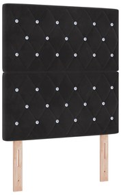 vidaXL Κρεβάτι Box Spring με Στρώμα και LED  Μαύρο 80x200 εκ Βελούδο