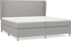 vidaXL Κρεβάτι Boxspring με Στρώμα Ανοιχτό Γκρι 200x200 εκ. Υφασμάτινο