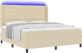 vidaXL LED Κρεβάτι με βάθρο με στρώμα Κρεμ 180 x 200 cm ύφασμα