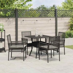 vidaXL Σέτ φαγητού για κήπο 5 pcs Μαύρο συνθετικό ρατάν