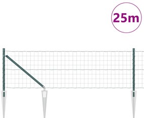vidaXL Ευρωπαϊκή περίφραξη με 13 στήλες αιχμής 0.6x25 μ Γαλβανισμένο χάλυβα Πράσινο