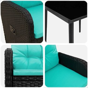vidaXL Σετ Τραπέζι Καναπέ 5 pcs PE Ρατάν και Ατσάλι με Σκόνη