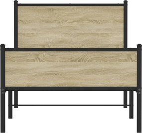 vidaXL Σκελετός Κρεβ. Χωρίς Στρώμα Sonoma Δρυς 90x200 εκ. Μεταλλικό