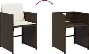 vidaXL Σετ Τραπεζαρίας Κήπου 15 τεμ Καφέ από Συνθ. Ρατάν με Μαξιλάρια