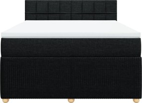 vidaXL Κρεβάτι Boxspring με Στρώμα Μαύρο 140x190 εκ. Υφασμάτινο