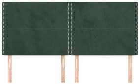 Κεφαλάρια Κρεβατιού 4 τεμ. Σκ.Πράσινο 90x5x78/88 εκ. Βελούδινο - Πράσινο