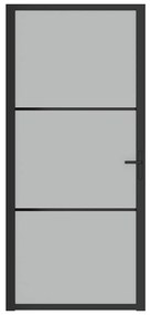 vidaXL Εσωτερική Πόρτα 93x201,5 εκ. Μαύρο Ματ Γυαλί και Αλουμίνιο