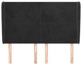 Κεφαλάρι με Πτερύγια Μαύρο 147x23x118/128 εκ. Βελούδινο - Μαύρο