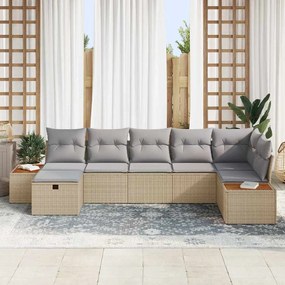 vidaXL Σετ Κήπου  7 Τεμαχίων με Καναπέ και Μαξιλάρια Μπεζ