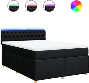 vidaXL Κρεβάτι Boxspring με Στρώμα Μαύρο 140x200 εκ. Υφασμάτινο