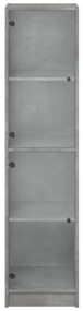 vidaXL Ντουλάπι Γκρι Σκυροδέματος 35x37x142 εκ. με Γυάλινες Πόρτες