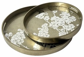 Artekko Tray Διακοσμητικός Δίσκος με Καθρέπτη Πλαστικό Γυαλί Σαμπανιζέ (45x45x4)cm Σετ/2 Artekko 86746