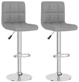 vidaXL Σκαμπό Μπαρ 2 τεμ. Ανοιχτό Γκρι Υφασμάτινα