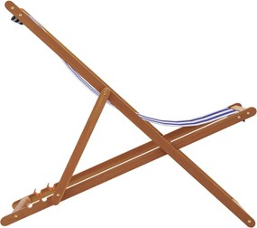 vidaXL Σεζλόνγκ Πτυσσόμενη Μπλε/Λευκό Μασίφ Ξύλο Ευκαλύπτου και Ύφασμα