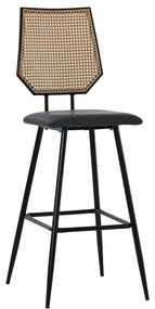 Intrahome Σκαμπό μπαρ Camilla Intrahome φυσικό pe rattan-ανθρακί pu-μαύρο μέταλλο 47.5x58x117εκ | SKU: INTRAPA-169111184