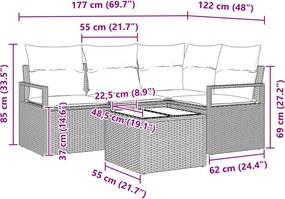 vidaXL Σετ Καναπέ 5 pcs Γκρι συνθετικό ρατάν