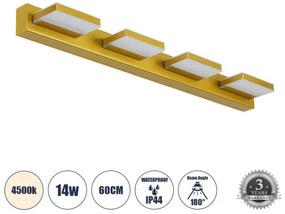 Απλίκα Φωτιστικό Καθρέπτη Μπάνιου LED 14W 1600 lm KARLA Globostar-60457-Χρυσό 60457