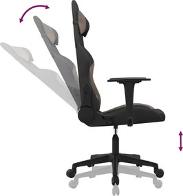 vidaXL Καρέκλα Μασάζ Gaming Μαύρη και Taupe Υφασμάτινη