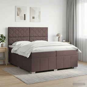 vidaXL Κρεβάτι box spring με στρώμα Σκούρο Καφέ 200 x 200 cm Ύφασμα