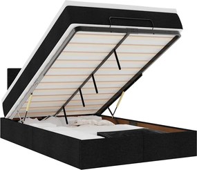 vidaXL Οθωμανικό κρεβάτι με στρώμα Μαύρο 120x190 cm Ύφασμα